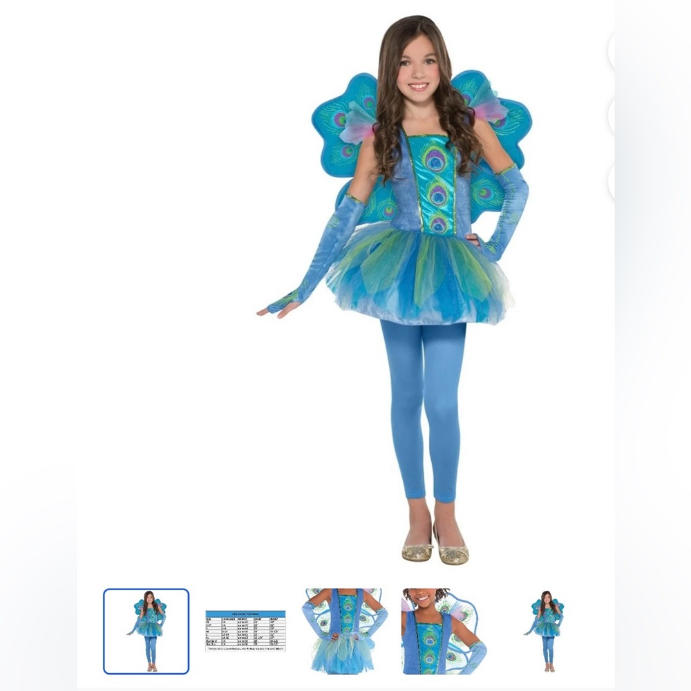 Peacock Princess costume. Girls medium 8-10. Teal, blue. NWOT